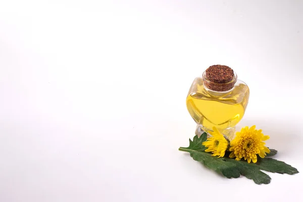Aceite Esencial Con Extracto Flor Manzanilla Copiar Espacio — Foto de Stock