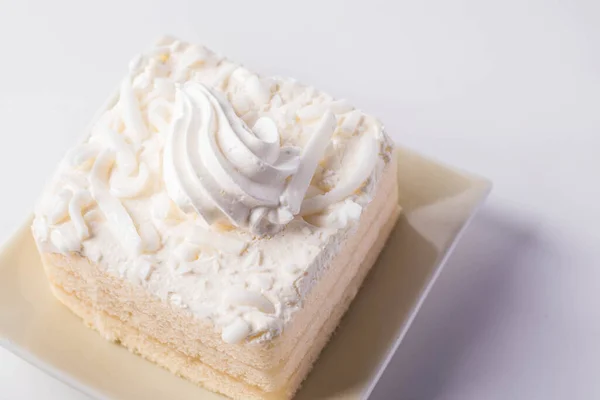 Gâteau Noix Coco Crème Blanche Texture Lisse Fine Sur Fond — Photo