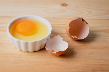 Beyaz seramik kaptaki yumurtalar.