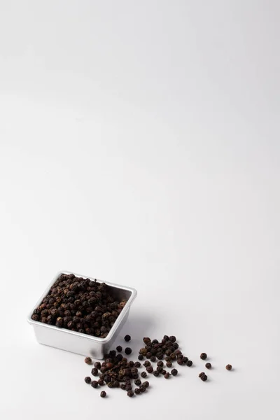 Black Pepper White Ceramic Cup White Background — Stock Photo, Image