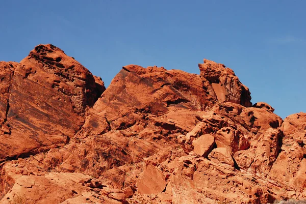 Roter Sandstein Felsformationen Hintergrund Mit Blauem Himmel Tal Der Feuer — Stockfoto