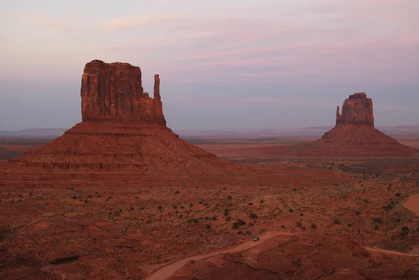 West East Mitten Butte Landscape Monument Valley Sunset — Stock Photo, Image