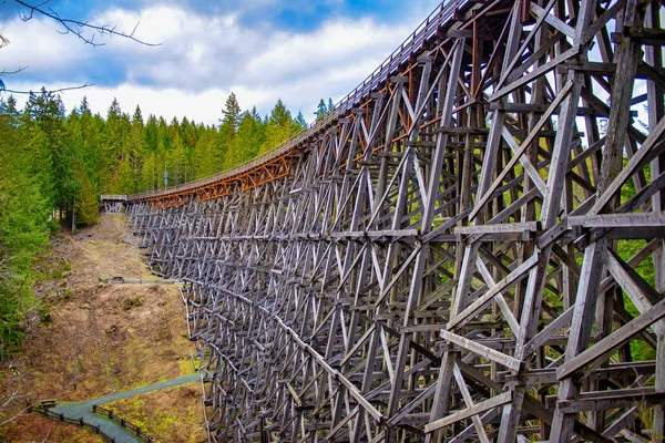 View Kinsol Trestle Wooden Railroad Bridge Vancouver Island Canada — Stock Photo, Image