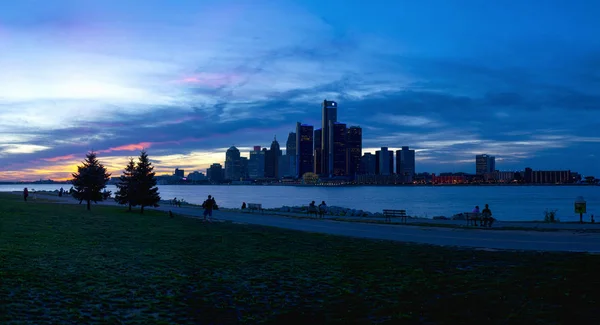 Detroit Eylül 2015 Panoramik Detroit Skyline Dünya Merkezi Detroit Nehri — Stok fotoğraf