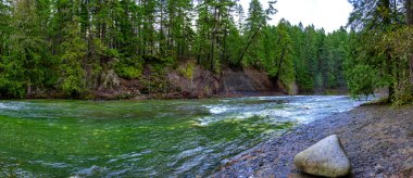 Vancouver Adası, Bc Kanada'da bulunan İngiliz River Falls üst şelaleler bölümünde panoramik manzaralı