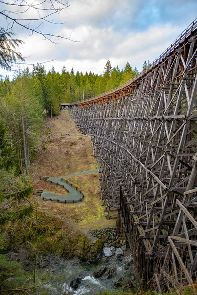 Άποψη Του Kinsol Τρίποδο Ξύλινα Εγκαταλειφθεί Γέφυρα Του Σιδηροδρόμου Στο — Φωτογραφία Αρχείου