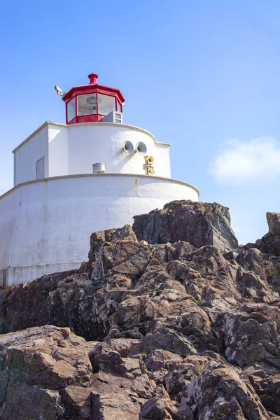 View Amphitrite Point Lighthouse Located Ucluelet Vancouver Island Canada — Stock Photo, Image