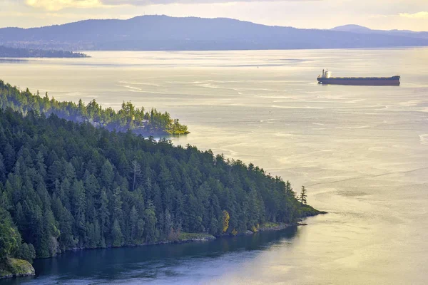 Vista Panorámica Del Océano Costa Atardecer Maple Bay Vancouver Island — Foto de Stock