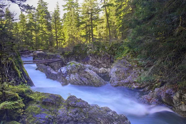 Küçük Qualicum Düşüyor Vancouver Adası Kanada Üzerinde Akan Görünümünü Uzun — Stok fotoğraf