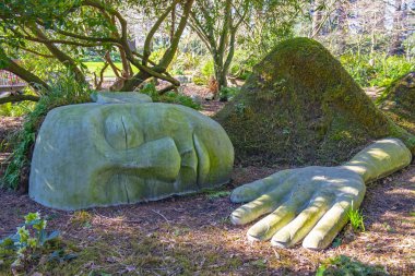 Victoria, Vancouver Adası, Kanada bahar aylarında Beacon Hill Park taş heykel