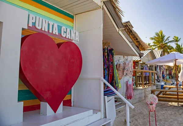 Vista Recuerdos Coloridos Playa Punta Cana Destino Turístico Popular República — Foto de Stock