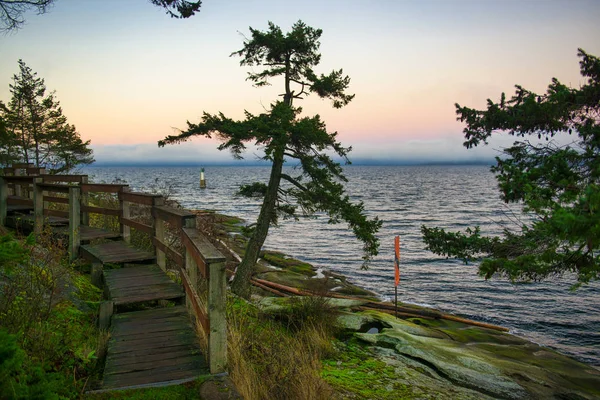 Festői naplementét kilátás nyílik az óceán Jack Point Park-Nanaimo, — Stock Fotó