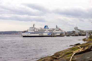 Nanaimo, BC-13 Nisan 2018: A BC Feribot kalkış Körfezi 'nde rıhtımlık