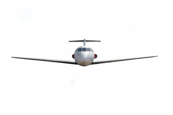 Επιβατικό Αεροπλάνο Yak Πετάει Κλειστό Σύστημα Προσγείωσης Καθαρό Λευκό Φόντο — Φωτογραφία Αρχείου