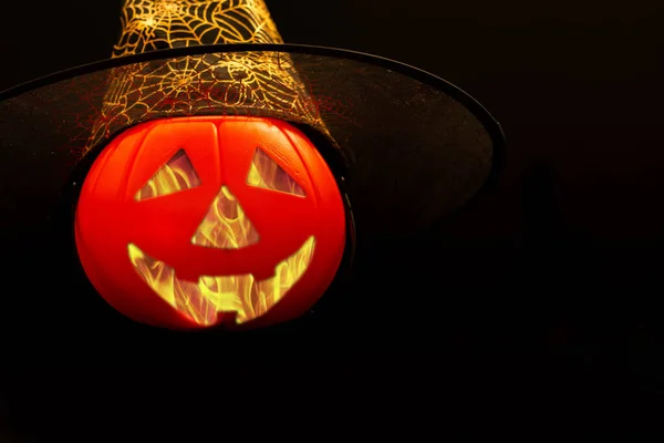 Sonrisa Calabaza Halloween Ojos Aterradores Para Una Fiesta Por Noche —  Fotos de Stock