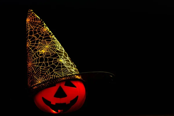 Sonrisa Calabaza Halloween Ojos Aterradores Para Una Fiesta Por Noche —  Fotos de Stock