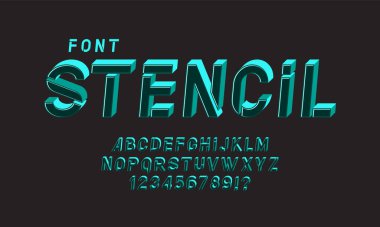 Stilize 3d büyük harf, alfabe, yazı tipi, yazı tipi, tipografi. Vektör illüstrasyonu.