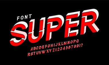 Çizgi roman biçimi yazı tipi tasarımı, alfabe harfleri ve sayı vektörü çizimi