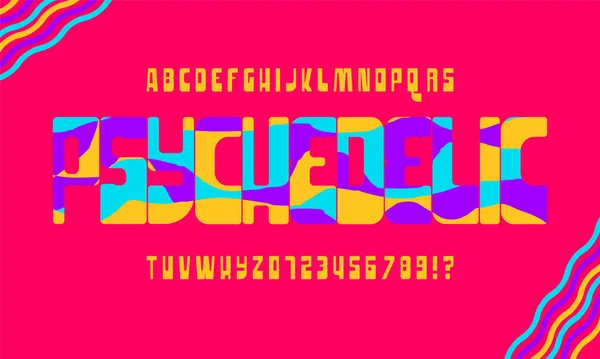 Handgefertigte Schrift Ein Alphabet Stil Psychedelischer Poster Und Plattencover Aus — Stockvektor