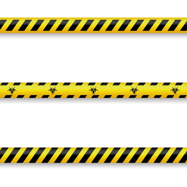 Biological Hazard Signs Seamless Warning Tapes Set Vector Icon — Stock vektor