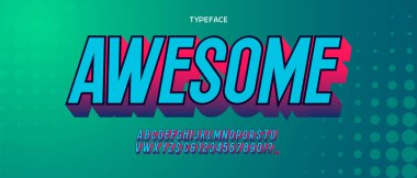 Renkli poster tasarımı için parlak ve canlı yazı tipi efekti, havalı 3d efektli modern yazı tipi alfabesi.