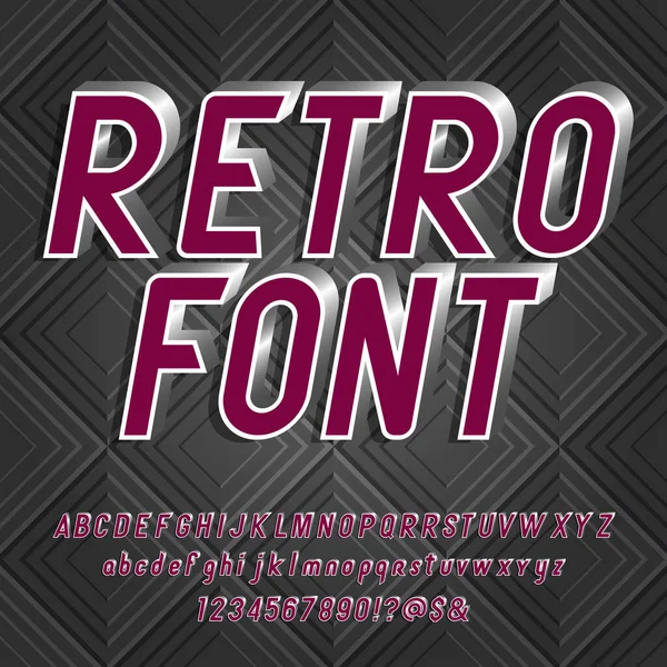 Retro Vintage Sans Serif Alfabeto Comprimido Con Textura Volumétrica Tipografía — Vector de stock