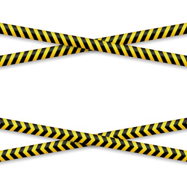 Biological hazard signs and seamless warning tapes set. Vector icon.