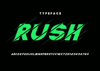 Biçimlendirilmiş modern yazı tipi ve alfabenin vektörü