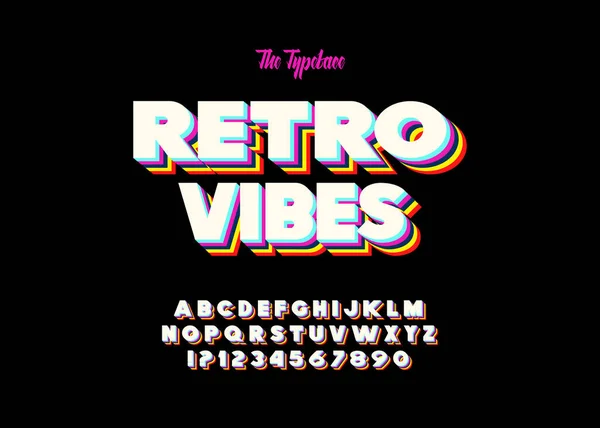 Tipo Letra Original Retro Font Con Capas Coloridas Efecto Vhs — Vector de stock