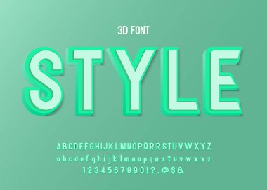 3 boyutlu yazı tipi. Modern trend gradyanı ile güçlü modern yazı tipi efekti, 3D alfabe tasarımı.