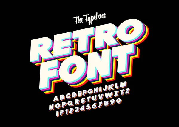 Оригинальный Шрифт Retro Font Colorful Layers Vhs Effect Векторный Алфавит — стоковый вектор