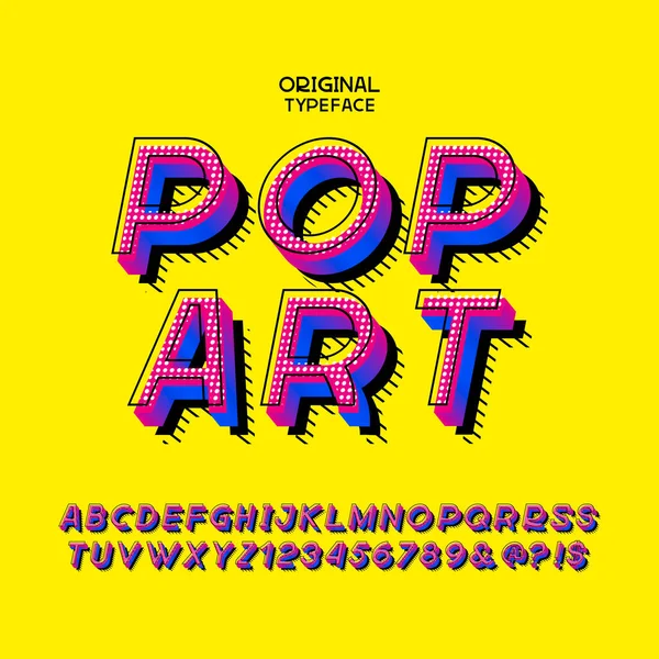 Alfabeto Elegante Inspirado Pela Velha Escola Pop Art Fonte Com —  Vetores de Stock