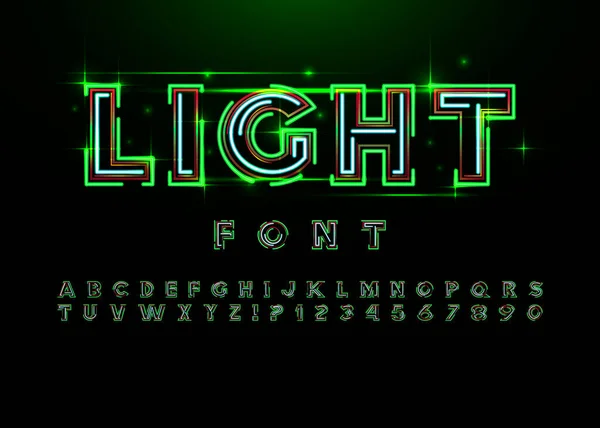 Νέον Φως Αλφάβητο Φωτεινά Γράμματα Και Αριθμοί Φωτισμός Αποτελέσματα Διανυσματική — Διανυσματικό Αρχείο