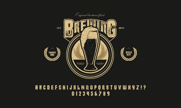 Fonte Alphabet Ancienne Brasserie Emblème Bière Vintage Design Type Vectoriel — Image vectorielle