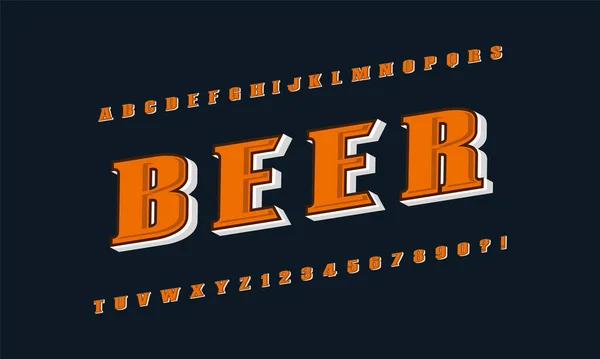 Cerveza Alfabeto Vintage Alfabeto Escrito Mano Personalizado Tipo Letra Dibujado — Vector de stock