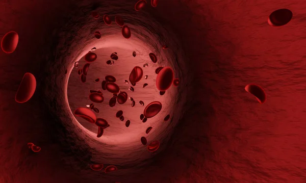 Czerwone Krwinki Tętnicy Lub Naczyniu Krwionośnym Przepływ Wewnątrz Ciała Medycznej — Zdjęcie stockowe