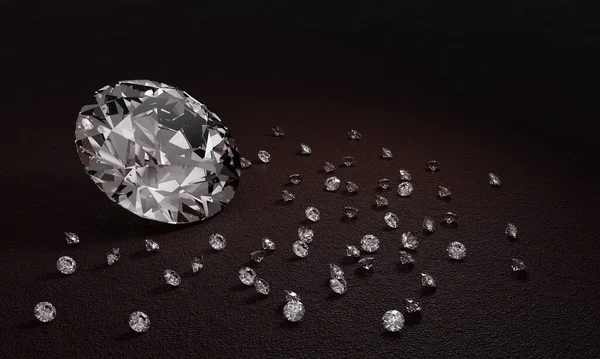 Nombreux Diamants Sur Surface Cuir Artificiel Brillent Sur Des Taches — Photo