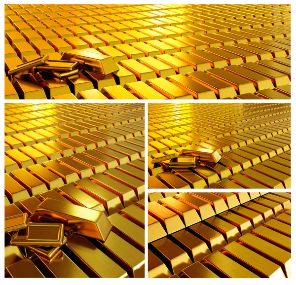 Wiele Sztabek Złota Rozmieszczone Ułożone Rzędzie Przewozi Linie Biznesowe Złoto — Zdjęcie stockowe