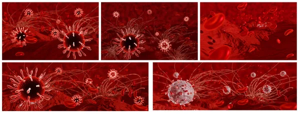 Malattia Coronavirus Covid Infezione Illustrazione Medica Cellule Patogene Del Virus — Foto Stock