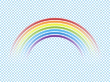 Şeffaf arkaplanda izole edilmiş renkli gökkuşağı. Vektör illüstrasyonu.