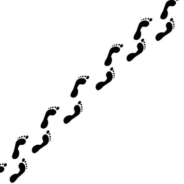 Beyaz arkaplanda izole edilmiş vektör ayak izi yolu. Beyaz arkaplanda izole edilmiş insan ayak izi simgesi.