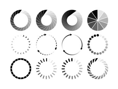 Siyah simgeyi beyaz arkaplana yükleyen web sitesi kümesi. Durum simgesini indir veya yükle. Vektör illüstrasyonu.