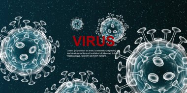 Virus. Abstract vector 3d microbe on blue background.