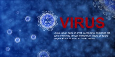Virus. Abstract vector 3d microbe on blue background.