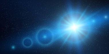 Fütürist Işık Efekti. Renkli Lens Fişeği. Yıldız, Patlama ve Elektrik Tasarımı. Vektör illüstrasyonu.