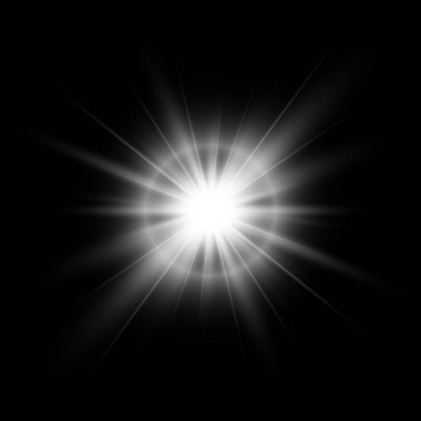 Işık efektleri. Beyaz parlayan ışık patlaması.