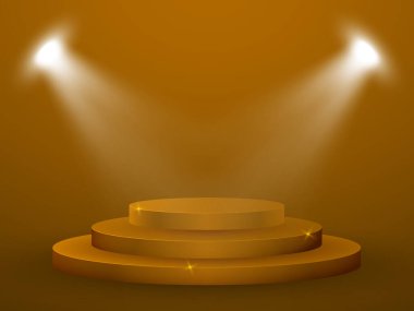 Podyumlu 3D Besteleme. Round Pedestal ve Space ile stüdyo. İniş Sayfası, Vitrin, Ürün Sunumu için Geleceğin İç Arkaplanı.