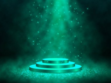 Podyumlu 3D Besteleme. Round Pedestal ve Space ile stüdyo. İniş Sayfası, Vitrin, Ürün Sunumu için Geleceğin İç Arkaplanı.