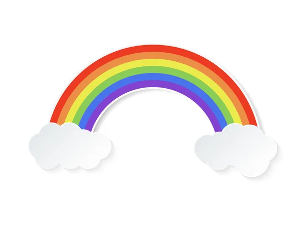 白い背景に雲が隔離された色虹 ベクターイラスト — ストックベクタ