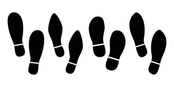 Pegadas Silhueta Sapatos Humanos Conjunto Vetorial Isolado Fundo Branco Ilustração — Vetor de Stock
